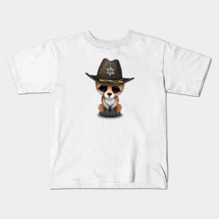 Cute Baby Fox Cub Sheriff Kids T-Shirt